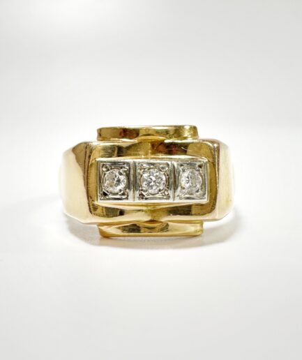 Bague tank or et diamant "Lorinne"