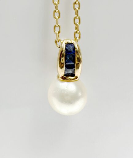 Art Deco Gold, Sapphire and Pearl Pendant "Arline"