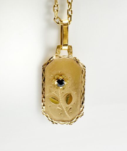Pendentif médaille or et saphir "Linne"